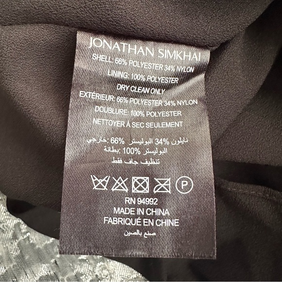 JONATHAN SIMKHAI Taylor Puff Balloon Sleeve Faux Wrap Black Metallic Top Size 4 - Picture 10 of 12